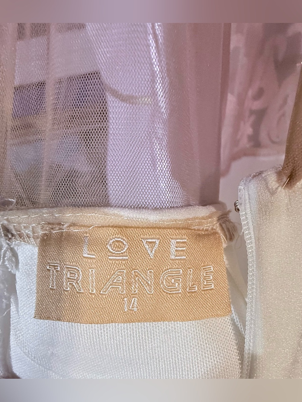 Love Triangle White & Beige Size-14 Wedding Dress